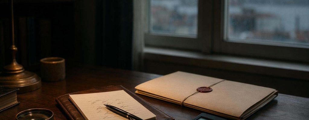 Carpeta cerrada con sello, calculadora apagada y libreta con cifras tachadas sobre mesa de despacho, evocando la cancelación de deudas mediante segunda oportunidad.